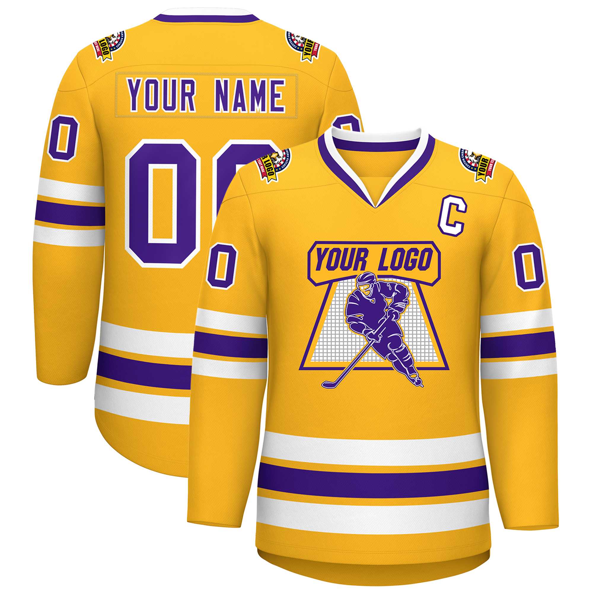 Custom Gold Purple-White Classic Style Hockey Jersey | KXKSHOP