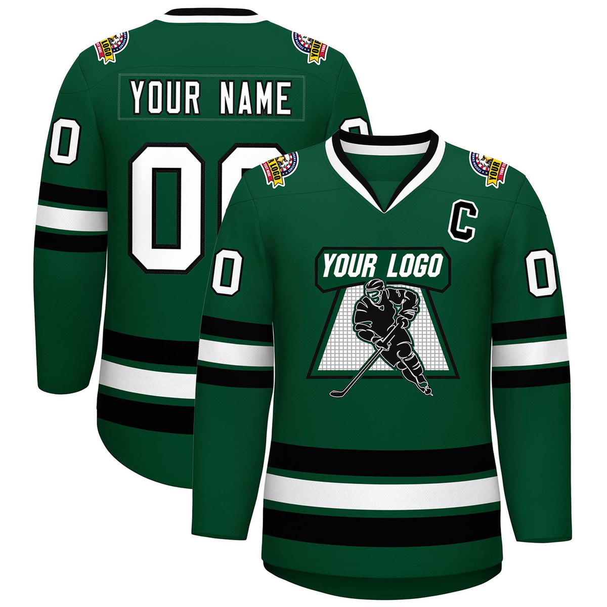 Custom Green White-Black Classic Style Hockey Jersey | KXKSHOP