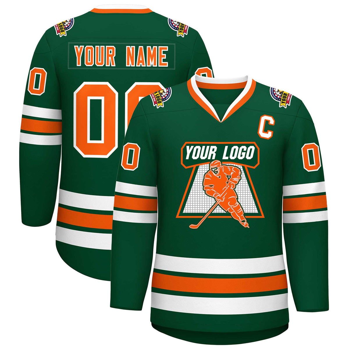 Custom Green Orange-White Classic Style Hockey Jersey | KXKSHOP