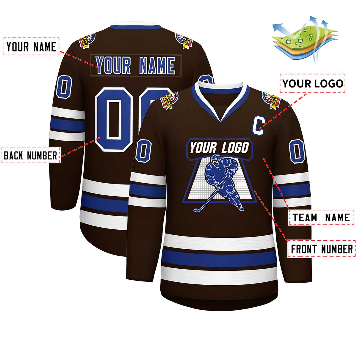 Custom Brown Royal-White Classic Style Hockey Jersey | KXKSHOP