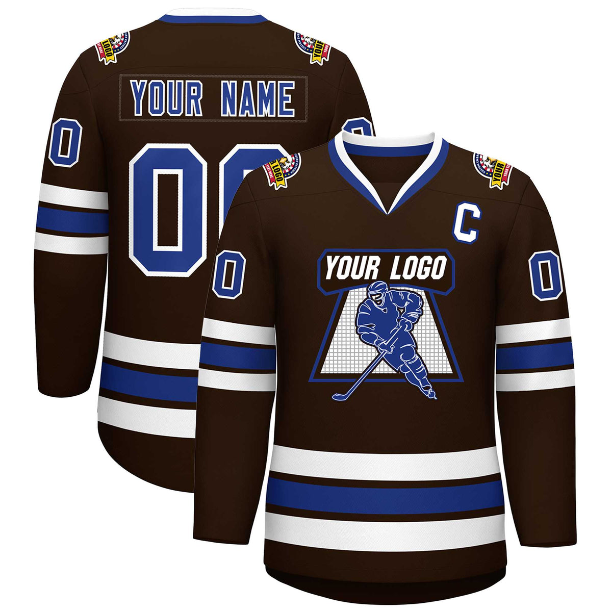 Custom Brown Royal-White Classic Style Hockey Jersey | KXKSHOP