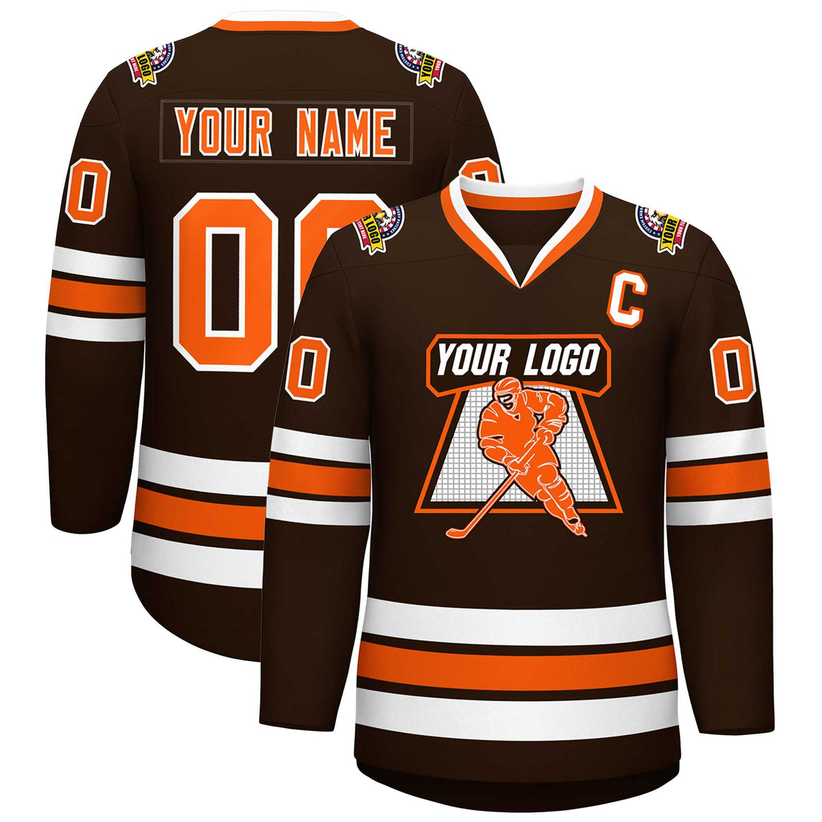 Custom Brown Orange-White Classic Style Hockey Jersey | KXKSHOP