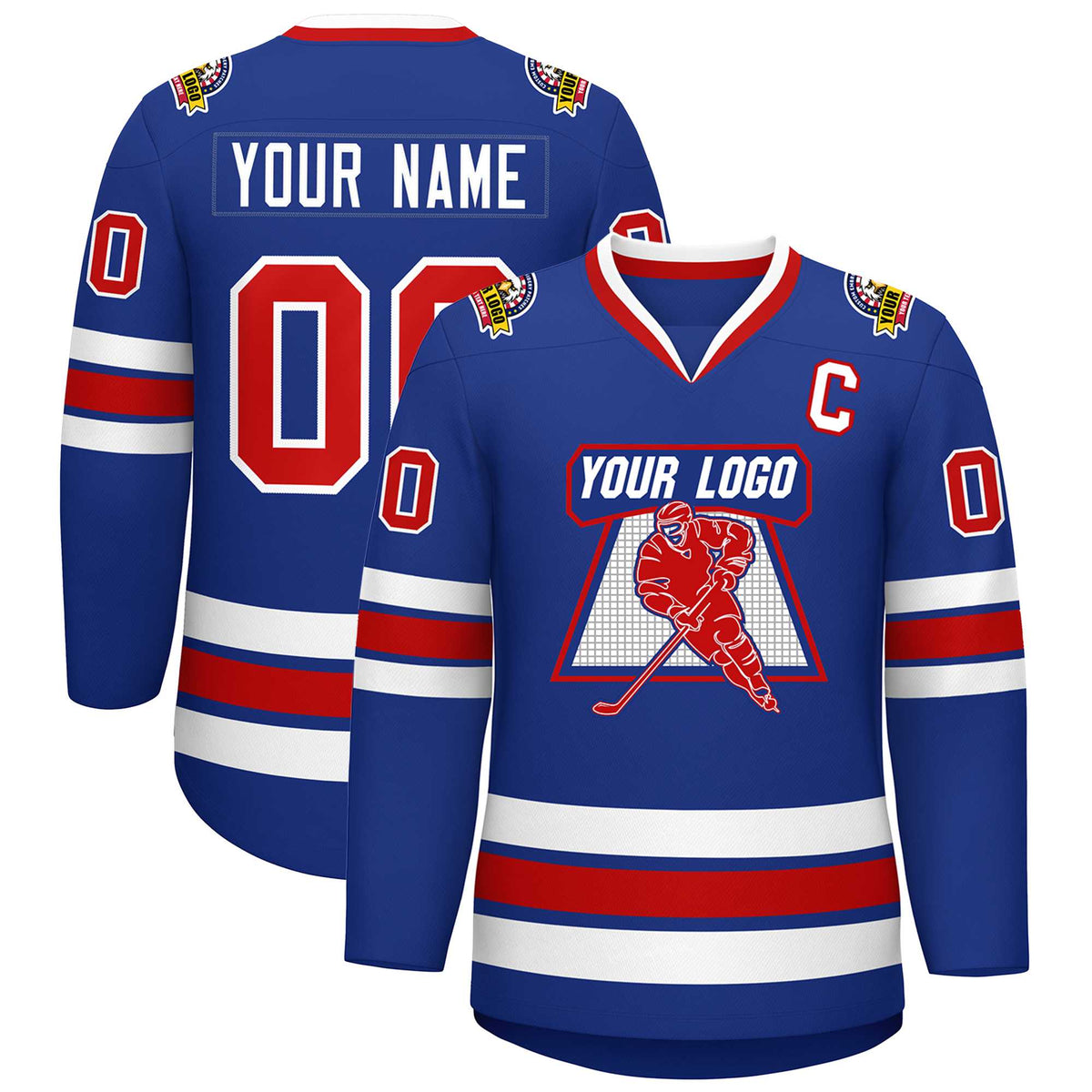 Custom Royal Red-White Classic Style Hockey Jersey | KXKSHOP