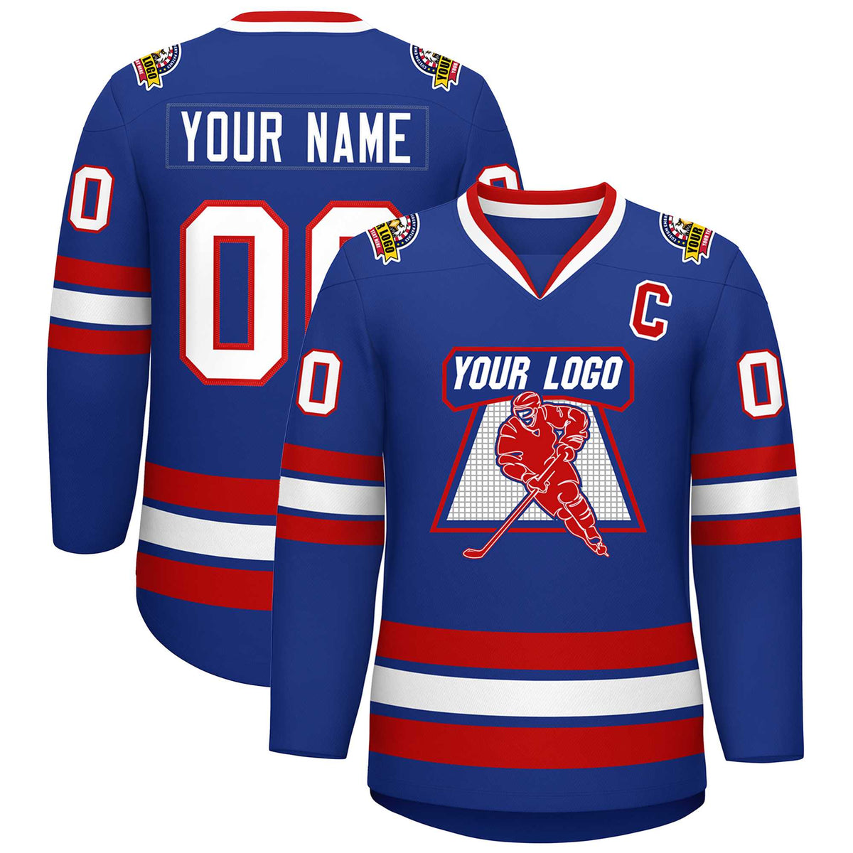 Custom Royal White-Red Classic Style Hockey Jersey | KXKSHOP