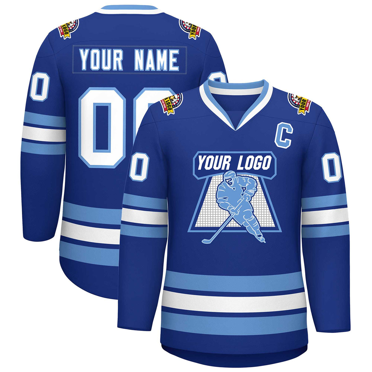 Custom Royal White-Light Blue Classic Style Hockey Jersey | KXKSHOP