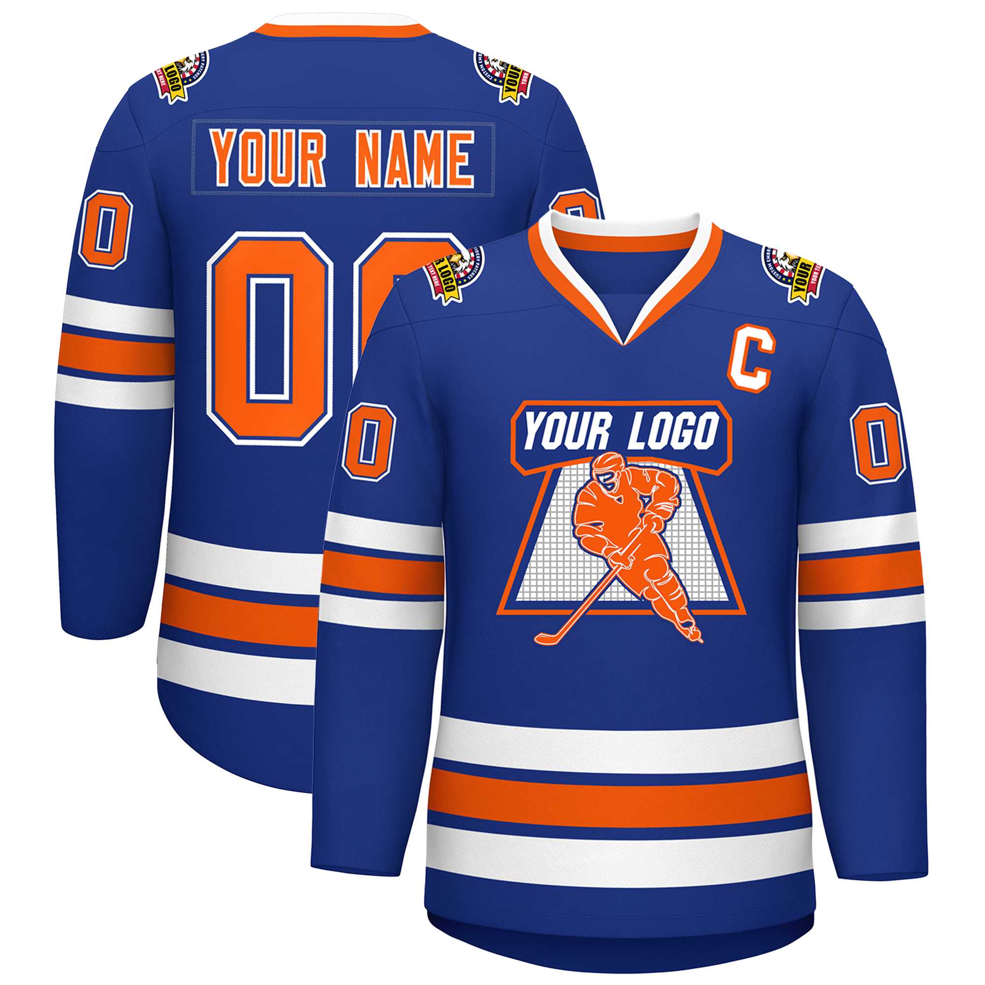 Custom Royal Orange Royal-White Classic Style Hockey Jersey | KXKSHOP