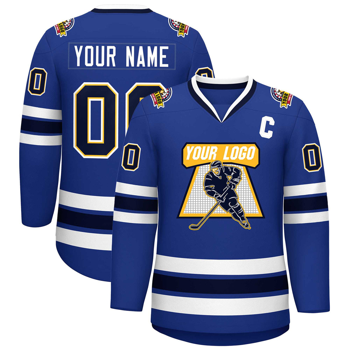 Custom Royal Navy Gold-White Classic Style Hockey Jersey | KXKSHOP