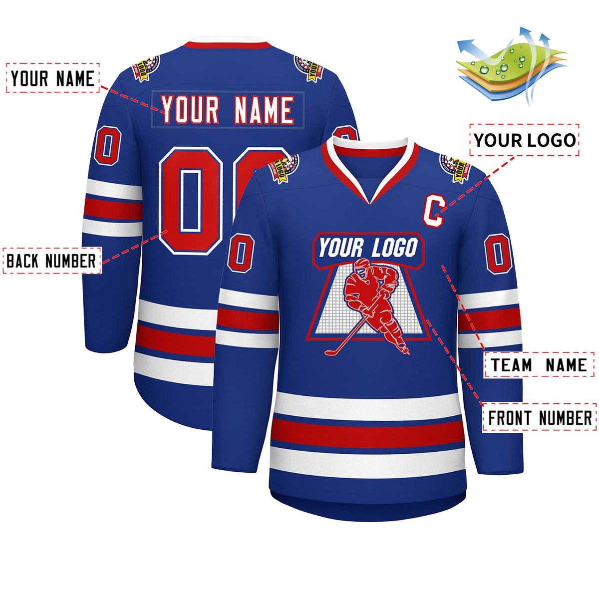 Custom Royal Red Royal-White Classic Style Hockey Jersey | KXKSHOP