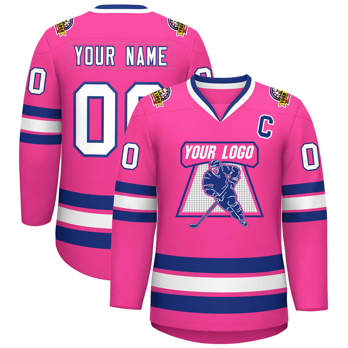Custom Pink White-Royal Classic Style Hockey Jersey | KXKSHOP