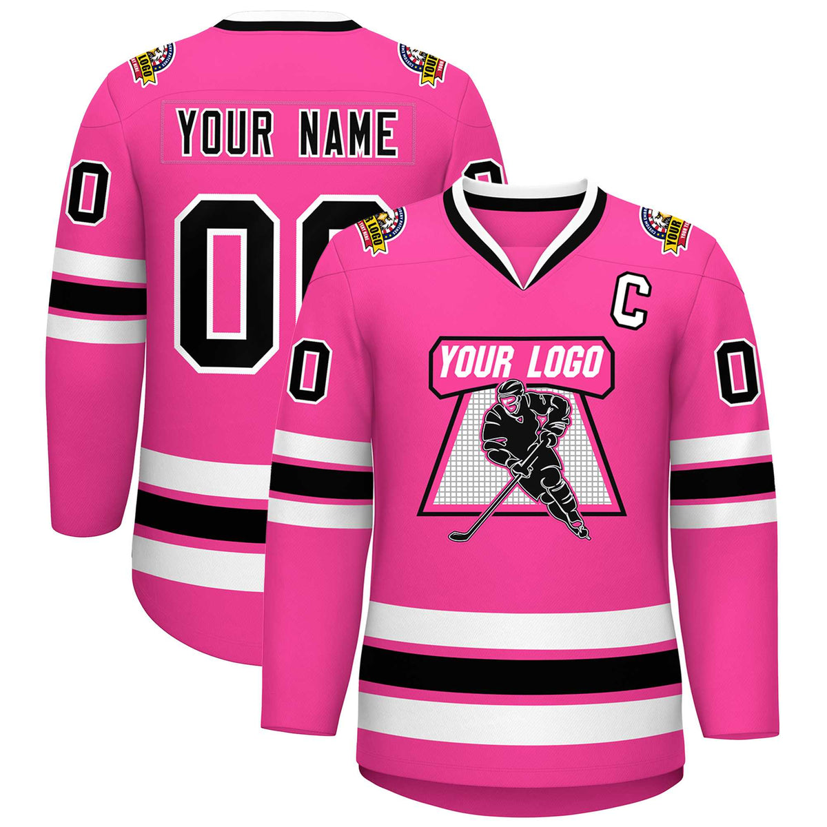 Custom Pink Black-White Classic Style Hockey Jersey | KXKSHOP