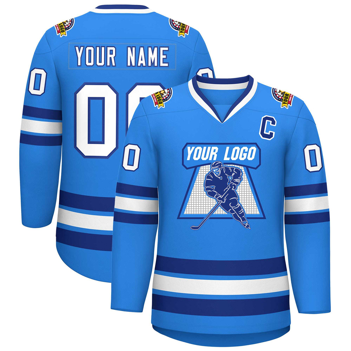 Custom Powder Blue White-Royal Classic Style Hockey Jersey | KXKSHOP