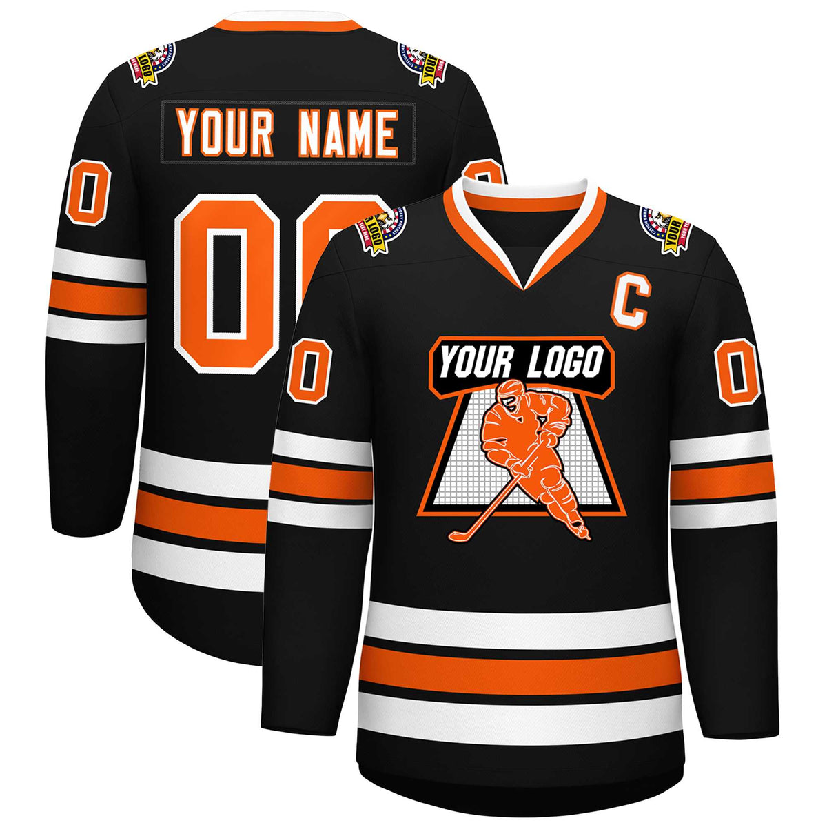 Custom Black Orange-White Classic Style Hockey Jersey | KXKSHOP