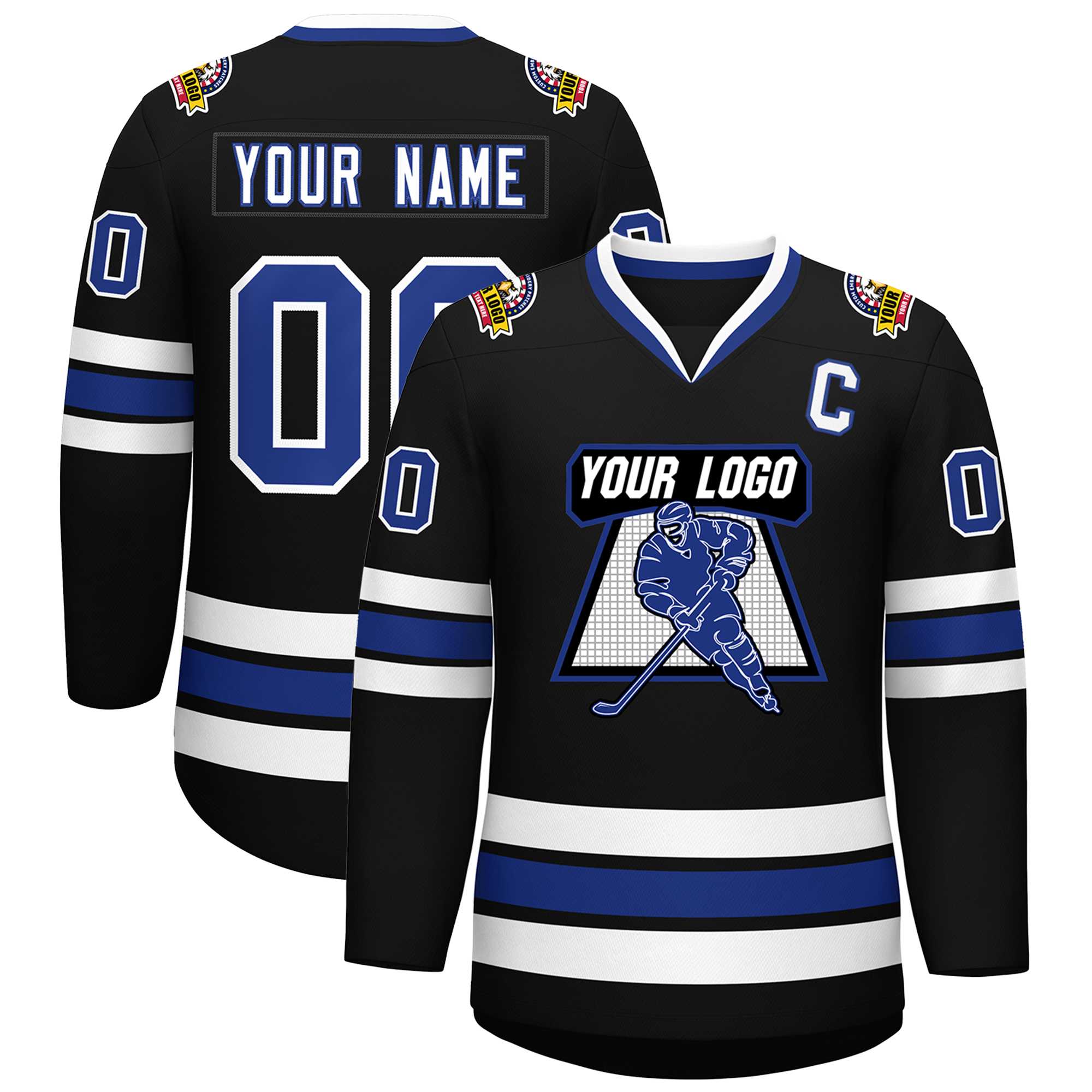 Custom Black Royal-White Classic Style Hockey Jersey | KXKSHOP