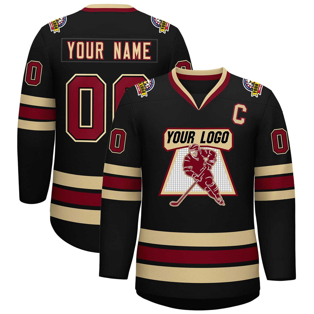Custom Black Crimson-Black Classic Style Hockey Jersey | KXKSHOP
