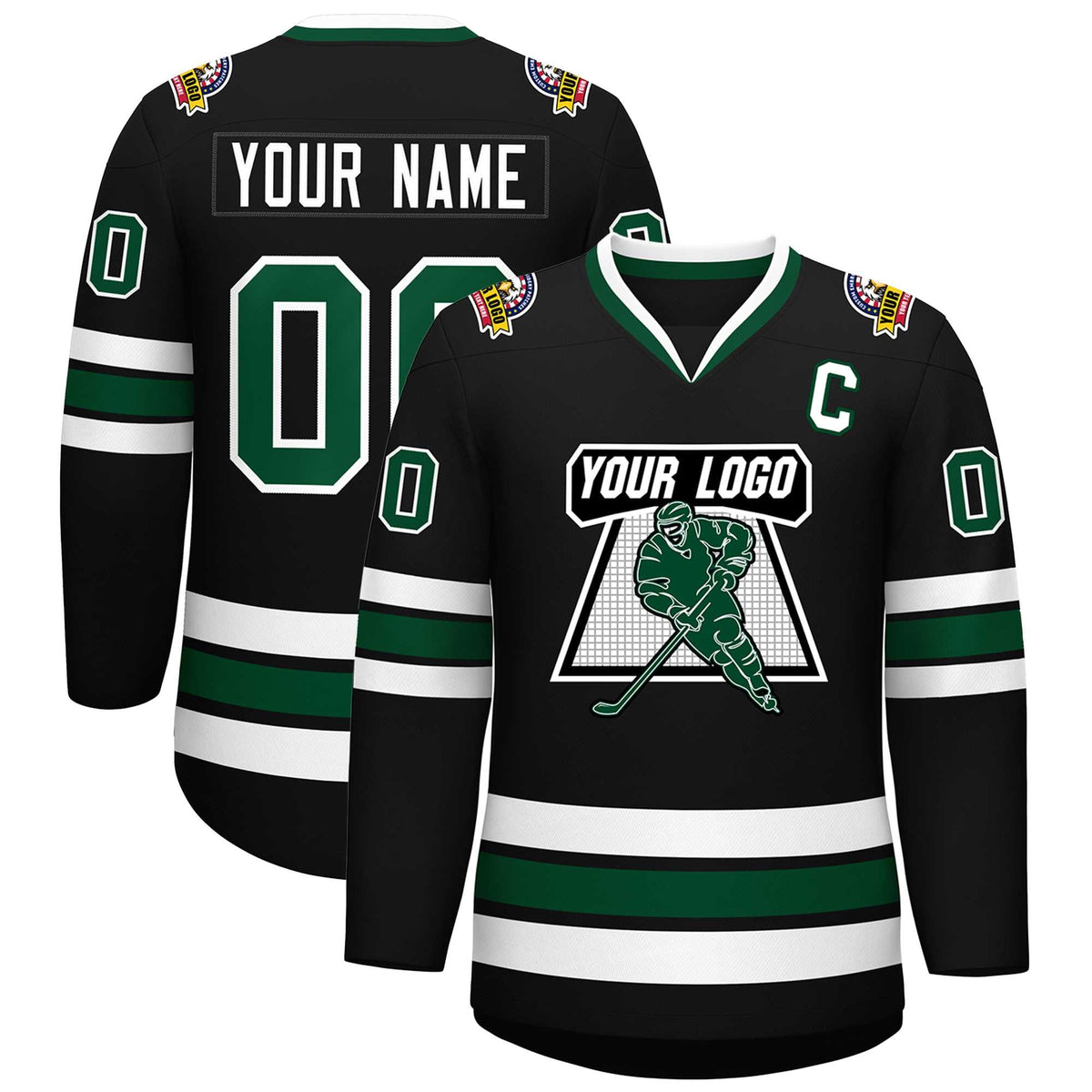 Custom Black Green-White Classic Style Hockey Jersey | KXKSHOP