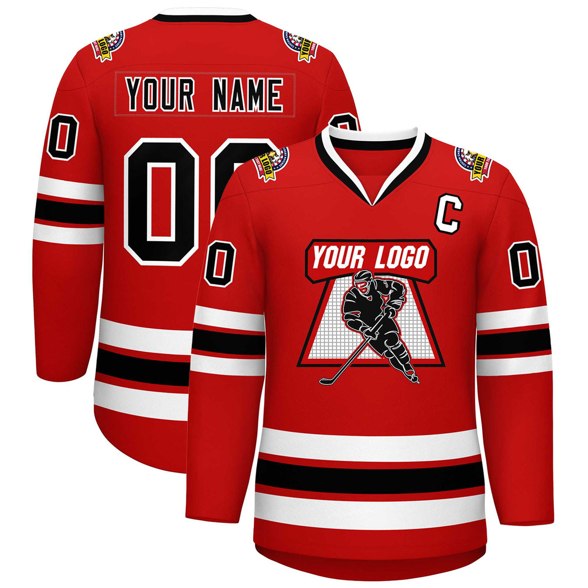 Custom Red Black-White Classic Style Hockey Jersey | KXKSHOP