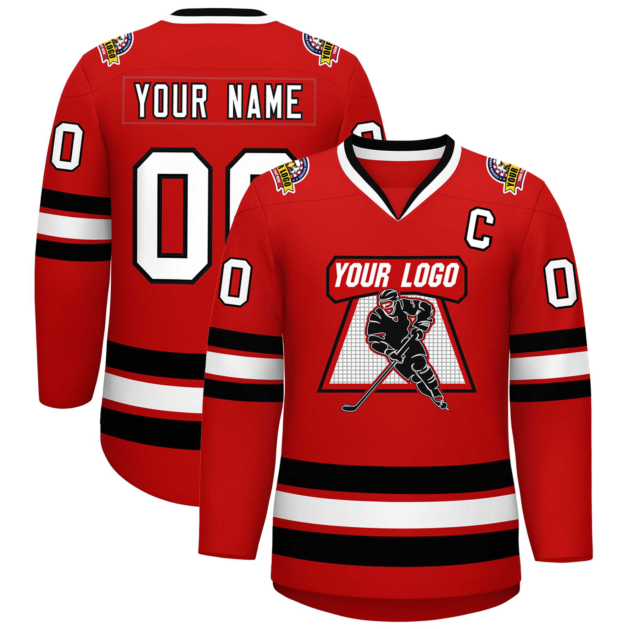 Custom Red White-Black Classic Style Hockey Jersey | KXKSHOP
