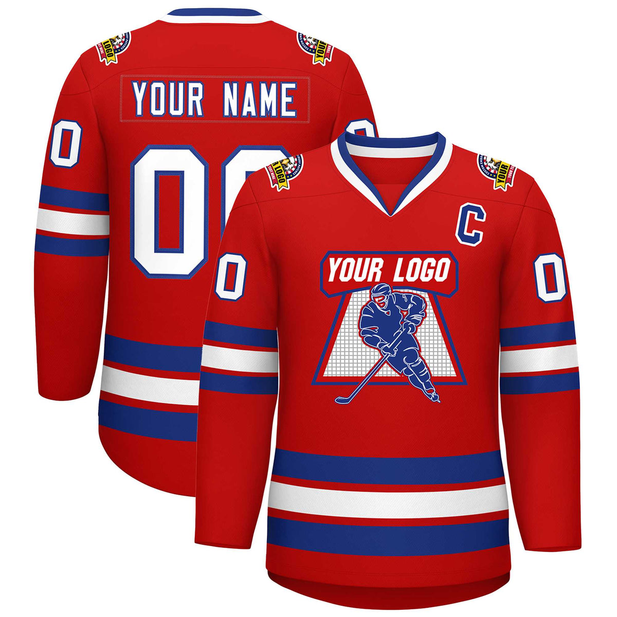 Custom Red White-Royal Classic Style Hockey Jersey | KXKSHOP