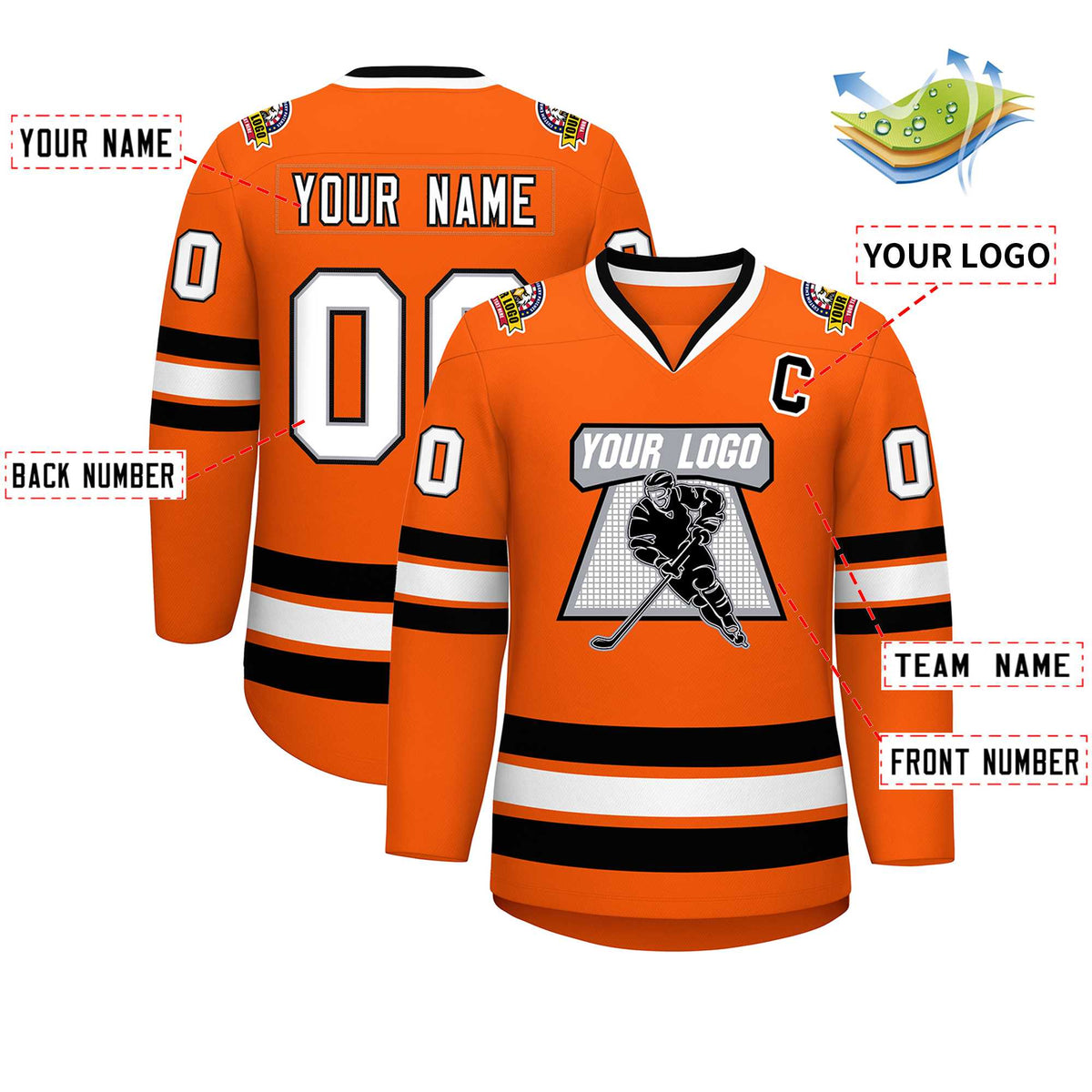 Custom Orange White Gray-Black Classic Style Hockey Jersey | KXKSHOP