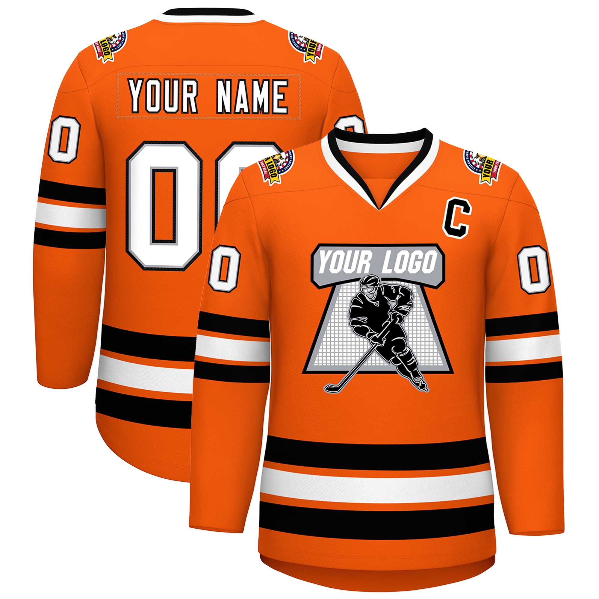 Custom Orange White Gray-Black Classic Style Hockey Jersey | KXKSHOP