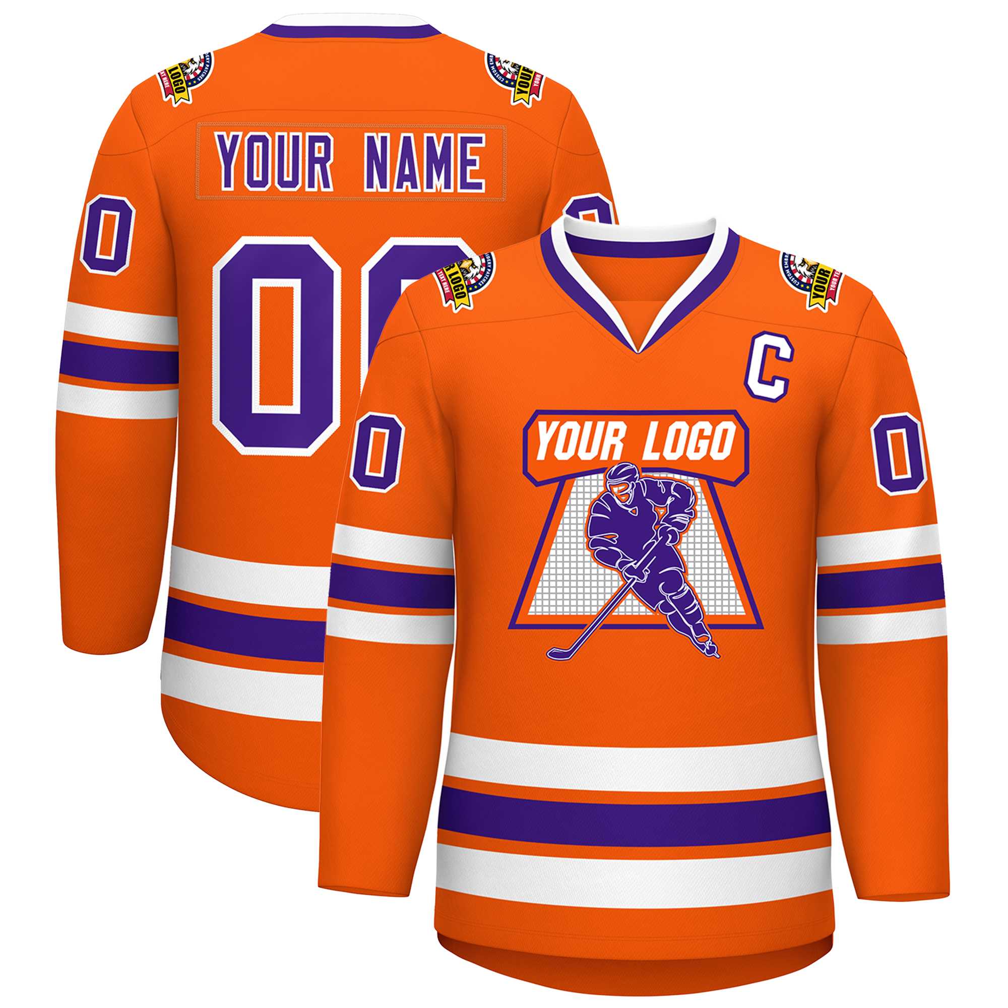 Custom Orange Purple-White Classic Style Hockey Jersey | KXKSHOP