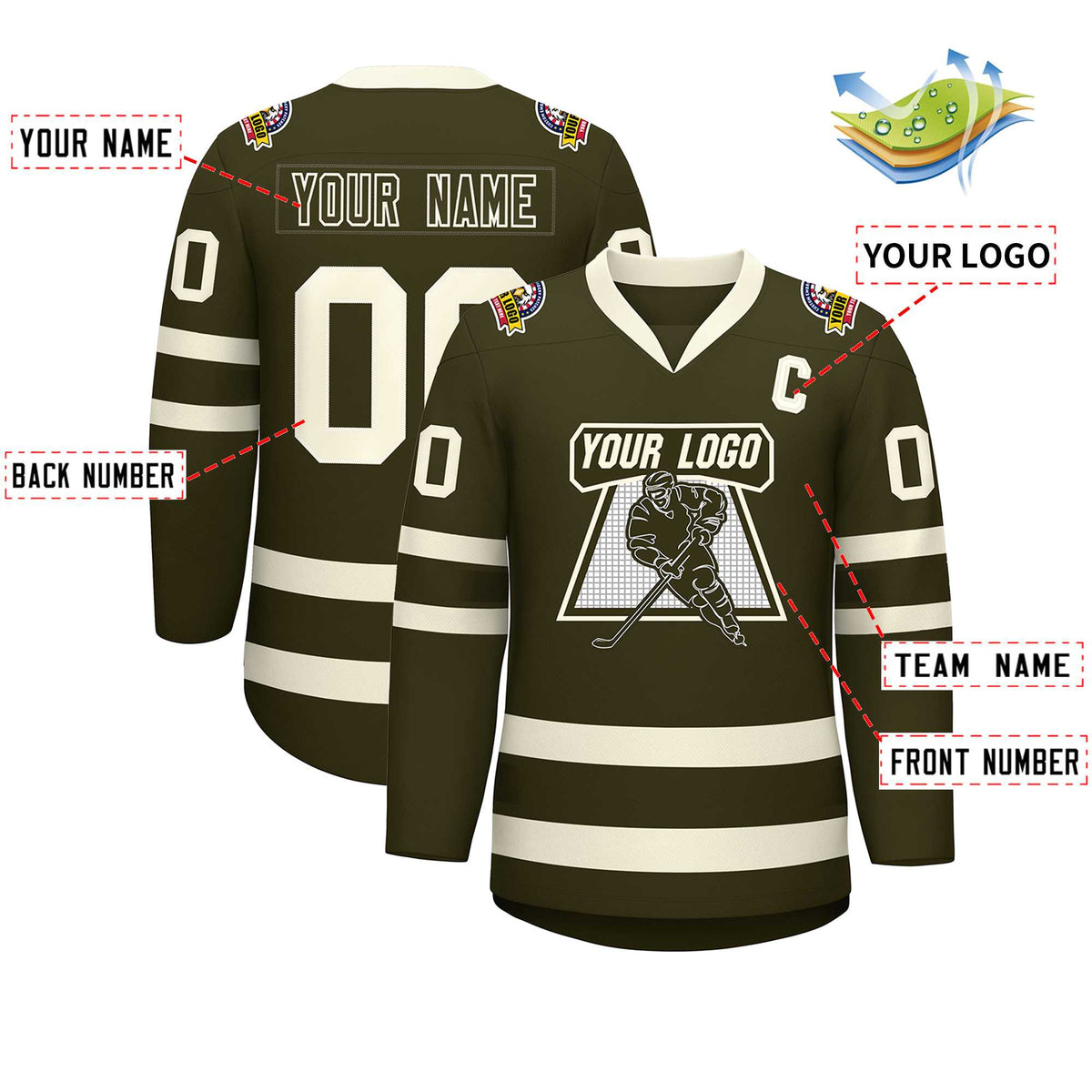 Custom Olive Olive-Khaki Classic Style Hockey Jersey | KXKSHOP
