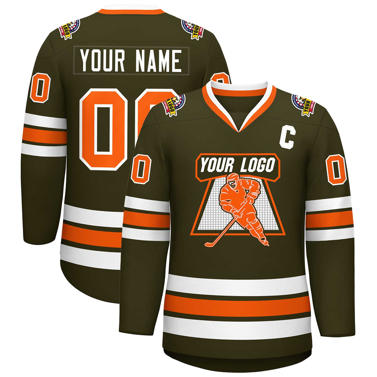 Custom Olive Orange-White Classic Style Hockey Jersey | KXKSHOP