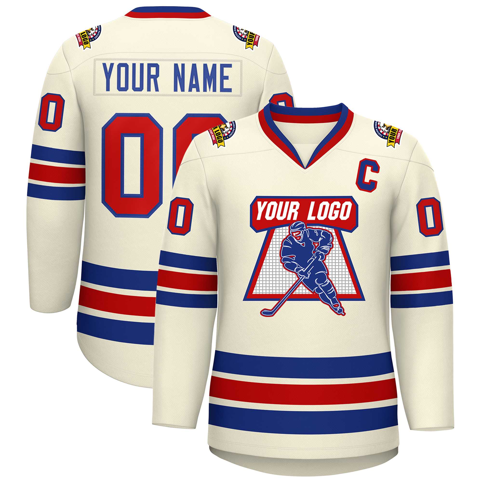 Custom Khaki Red-Royal Classic Style Hockey Jersey | KXKSHOP