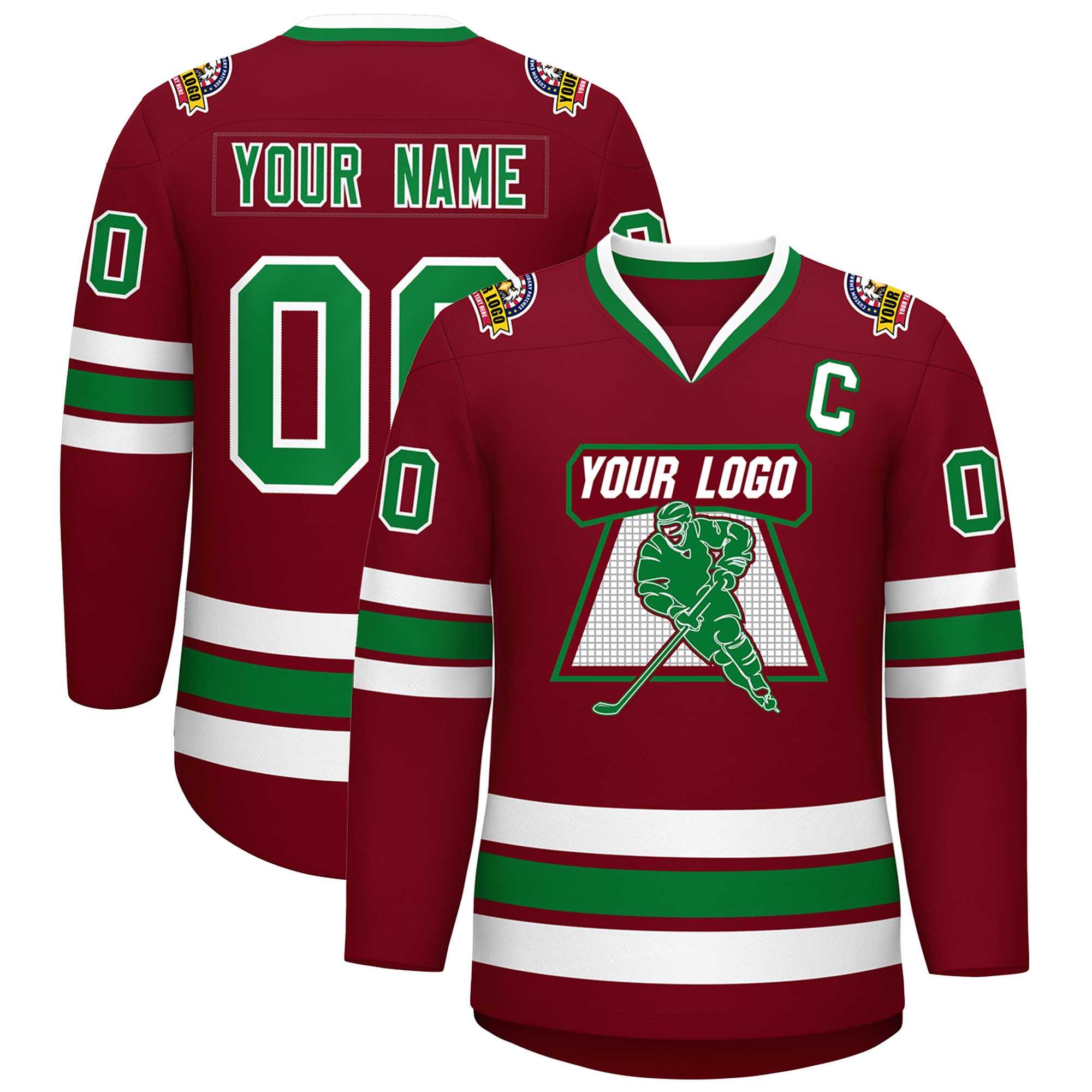 Custom Crimson Kelly Green-White Classic Style Hockey Jersey | KXKSHOP