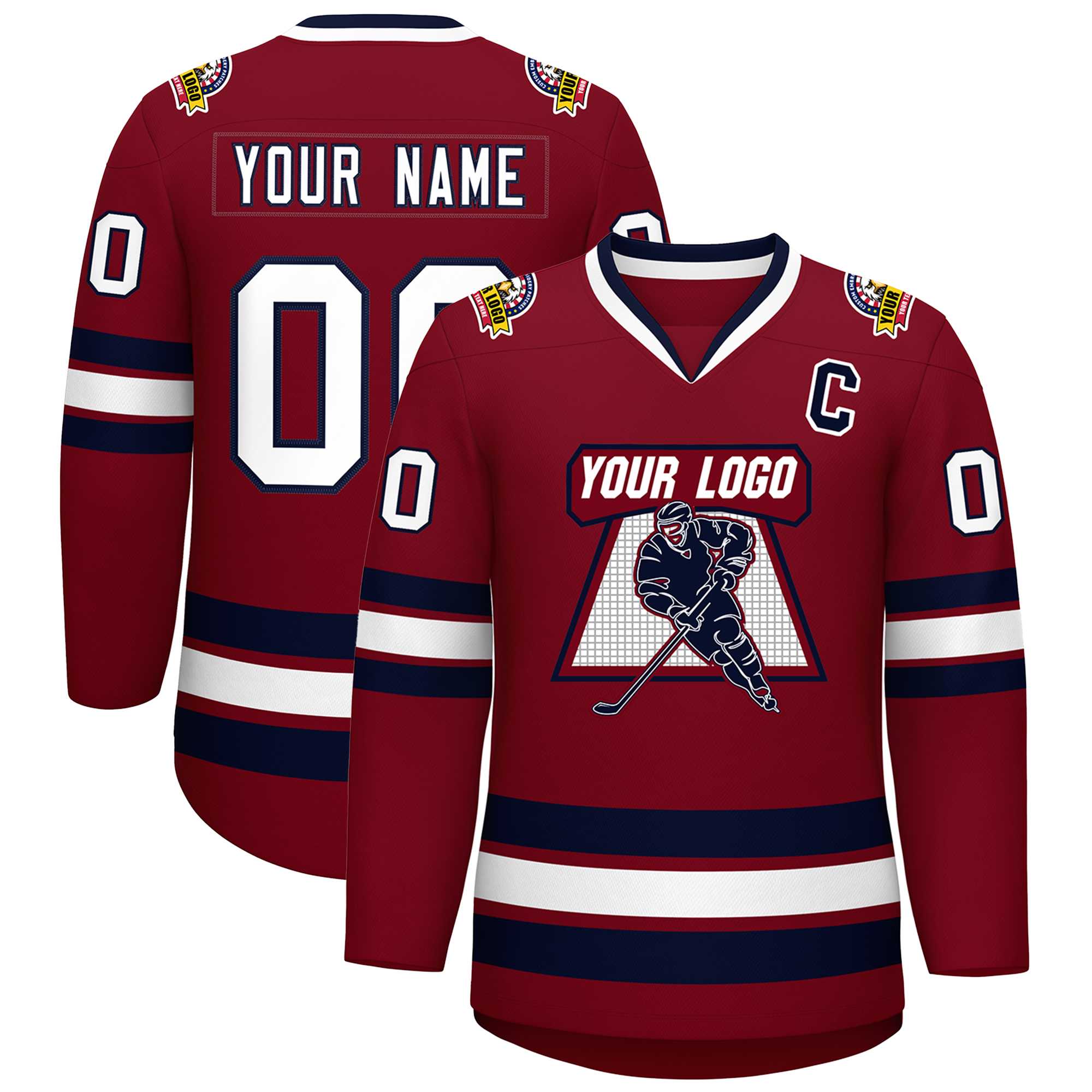 Custom Crimson White-Navy Classic Style Hockey Jersey | KXKSHOP