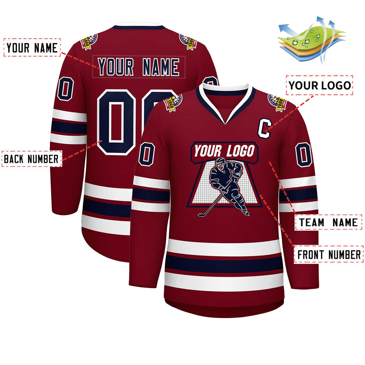 Custom Crimson Navy-White Classic Style Hockey Jersey | KXKSHOP