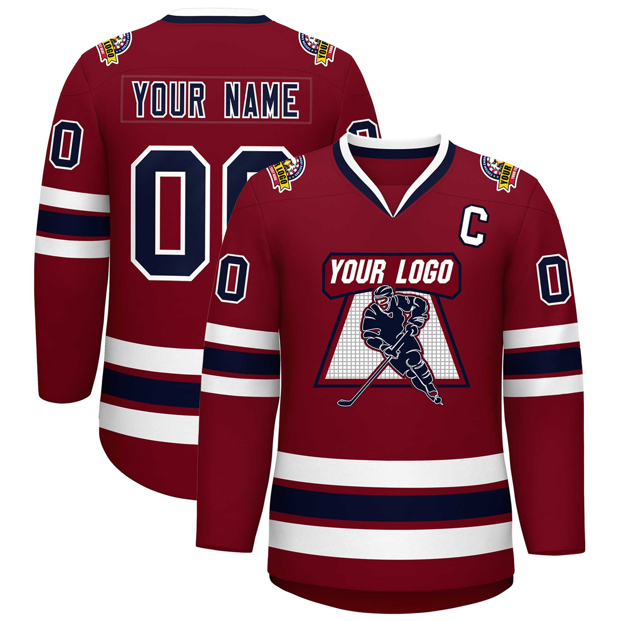 Custom Crimson Navy-White Classic Style Hockey Jersey | KXKSHOP