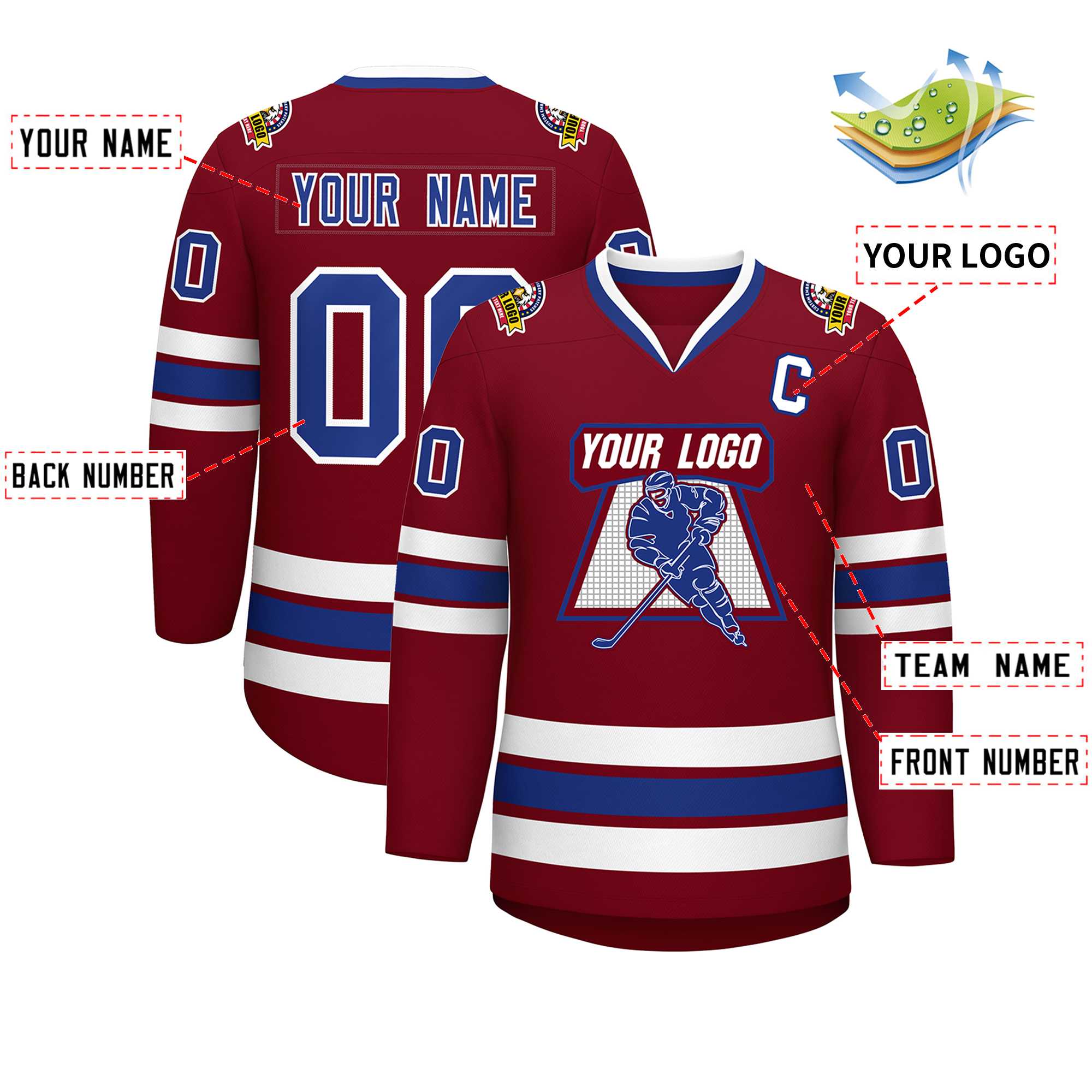 Custom Crimson Royal-White Classic Style Hockey Jersey | KXKSHOP