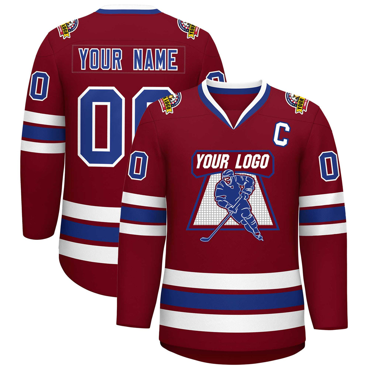 Custom Crimson Royal-White Classic Style Hockey Jersey | KXKSHOP