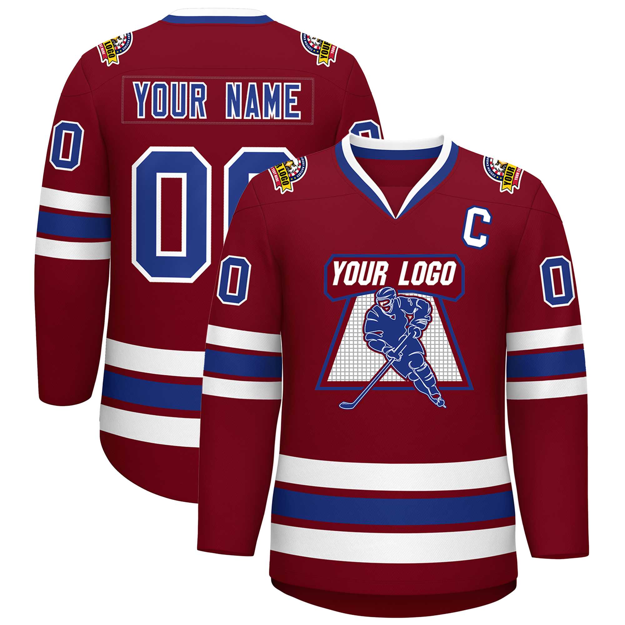 Custom Crimson Royal-White Classic Style Hockey Jersey | KXKSHOP