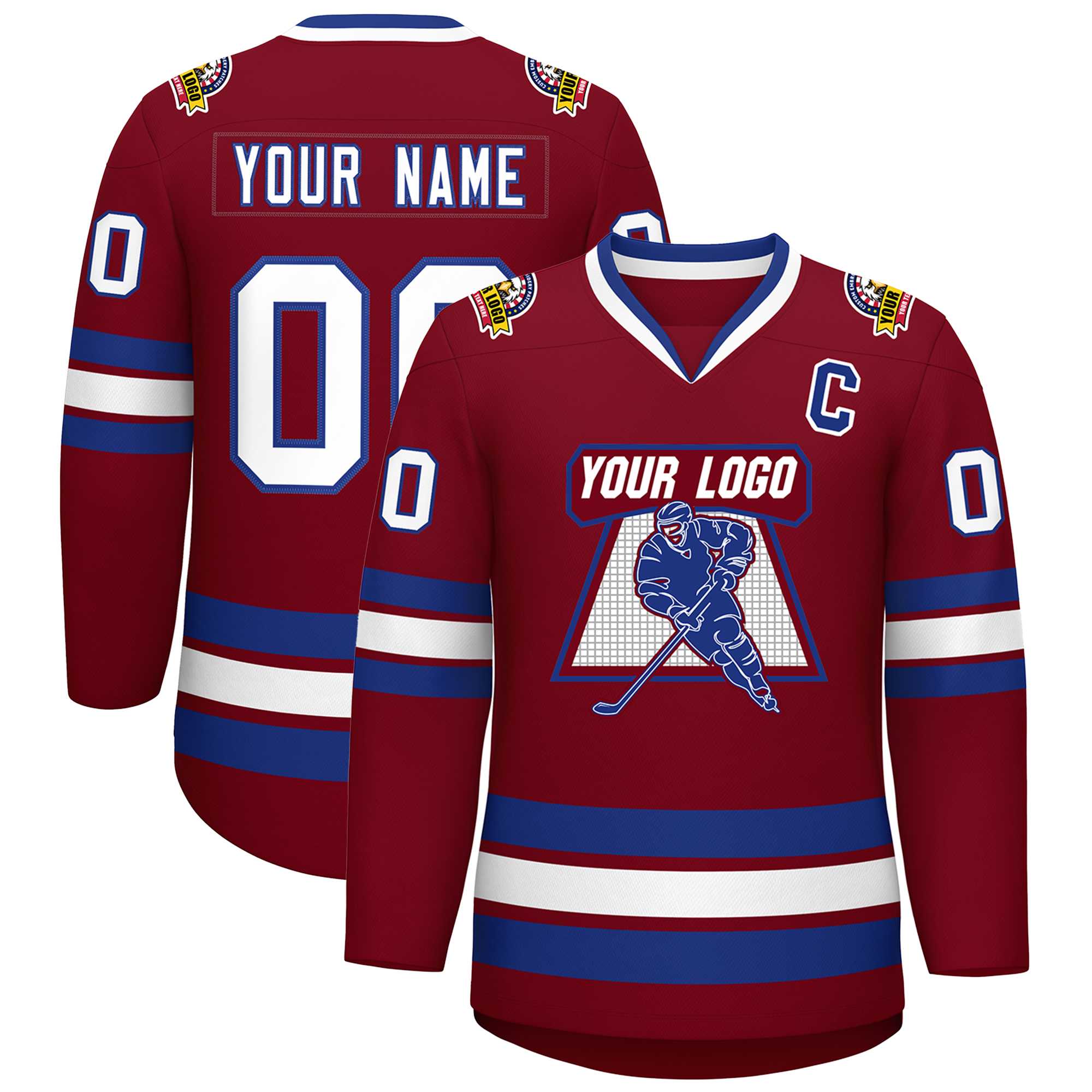 Custom Crimson White-Royal Classic Style Hockey Jersey | KXKSHOP