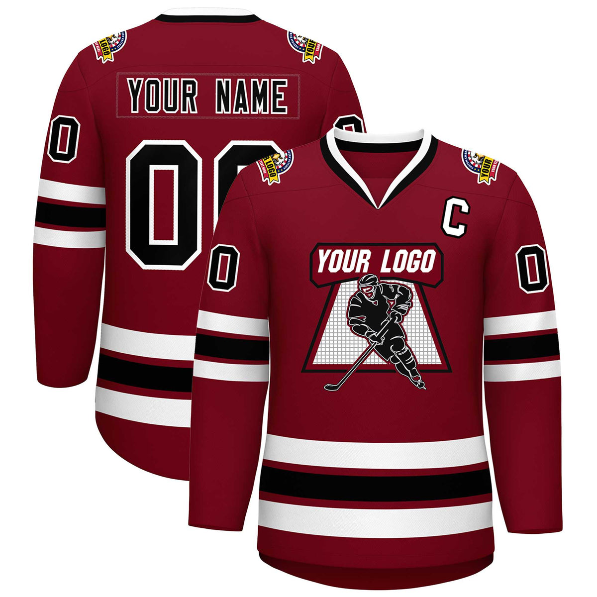 Custom Crimson Black-White Classic Style Hockey Jersey | KXKSHOP
