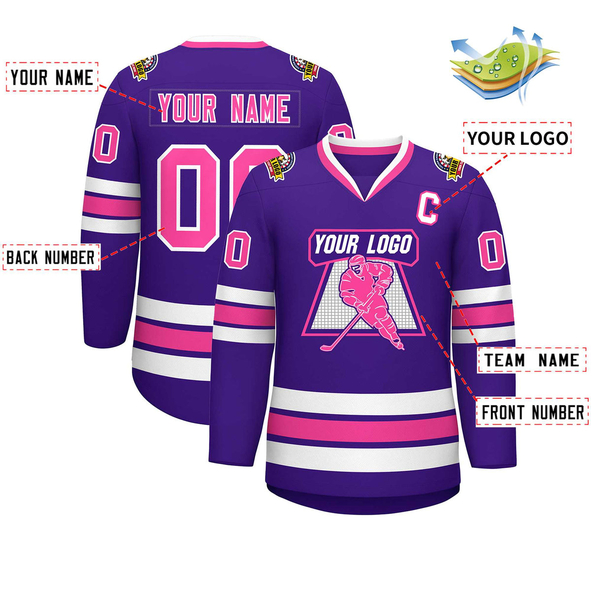 Custom Purple Pink-White Classic Style Hockey Jersey | KXKSHOP