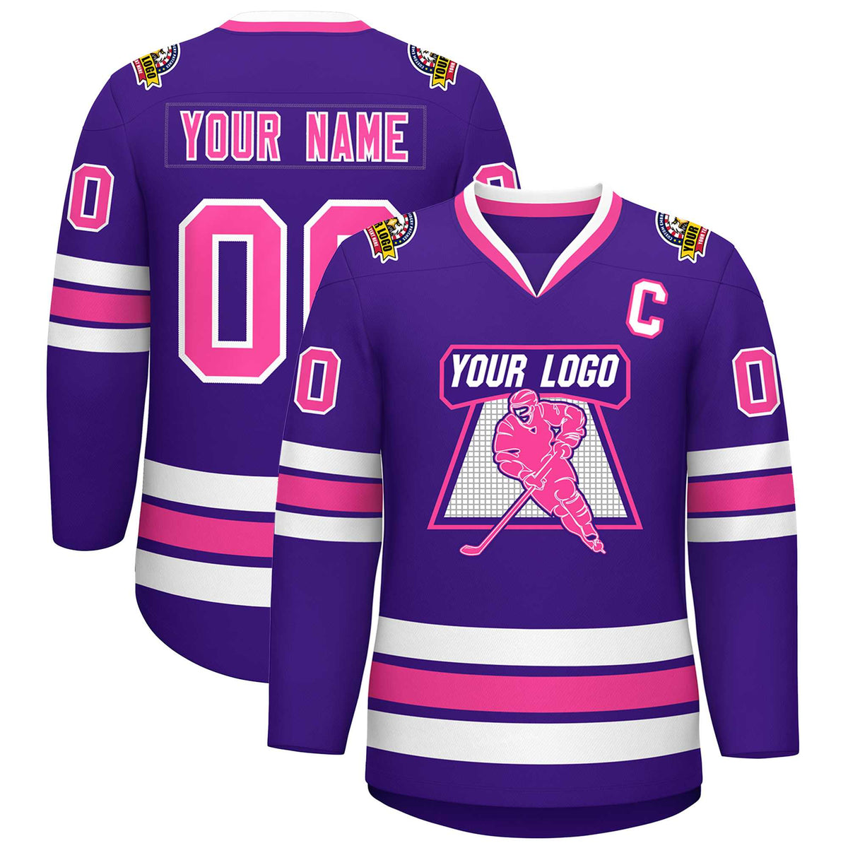 Custom Purple Pink-White Classic Style Hockey Jersey | KXKSHOP