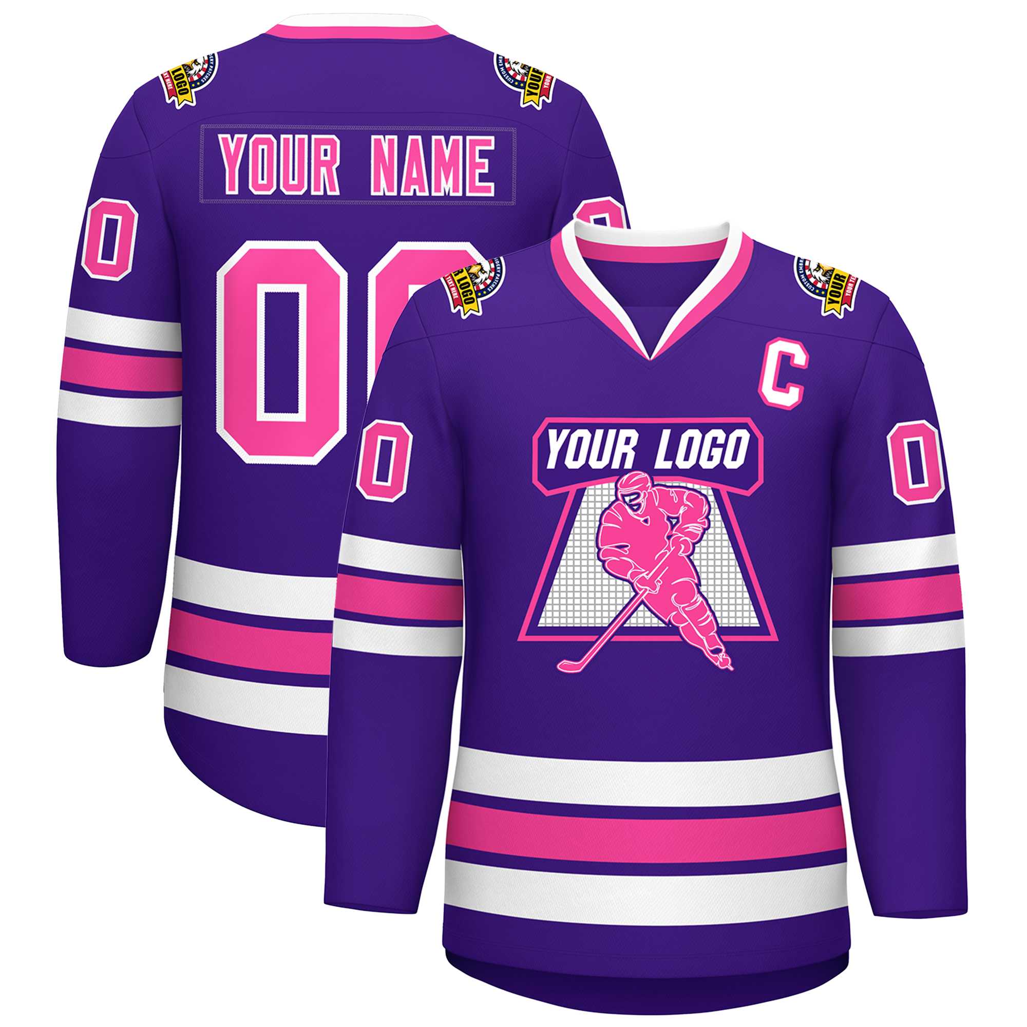 Custom Purple Pink-White Classic Style Hockey Jersey | KXKSHOP