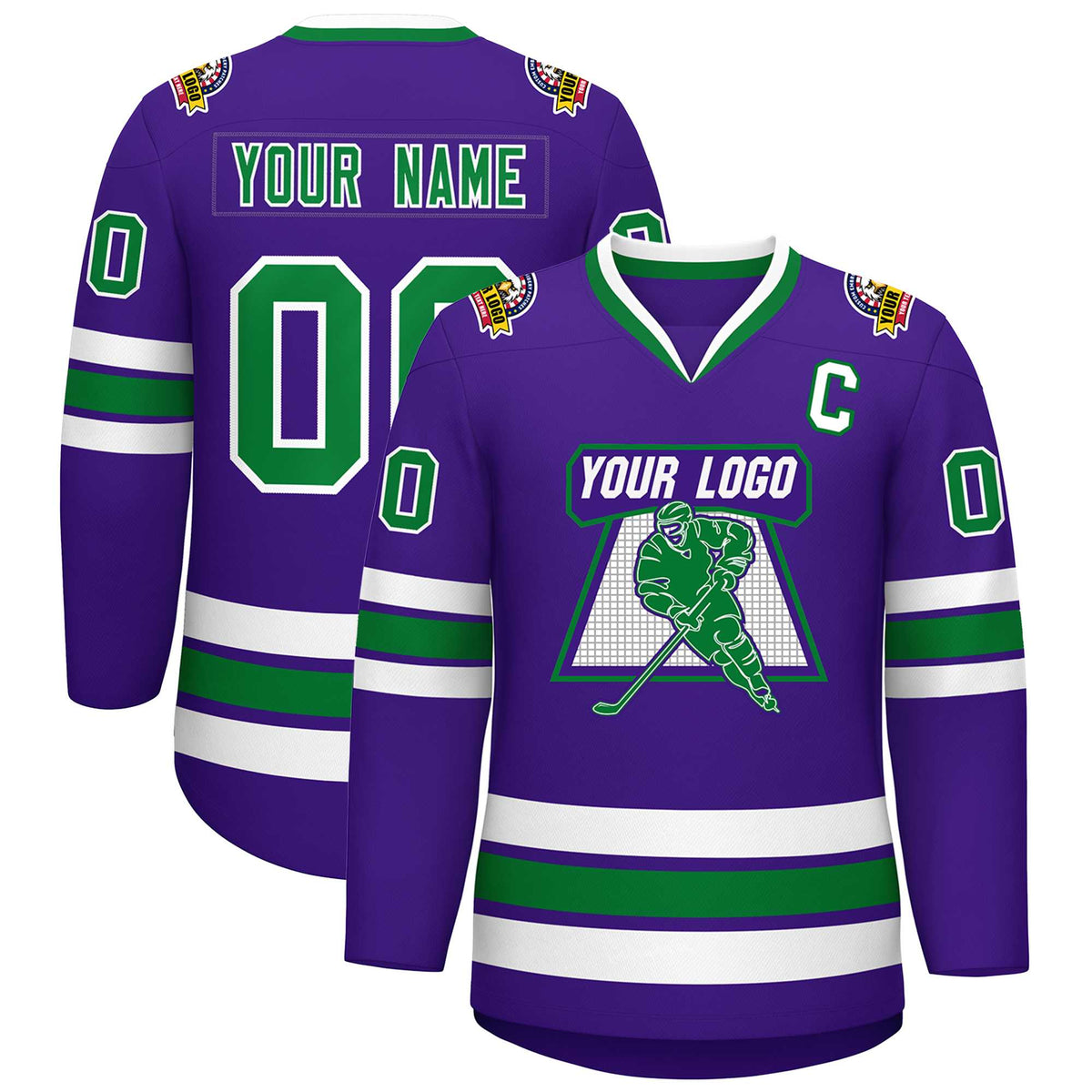 Custom Purple Kelly Green-White Classic Style Hockey Jersey | KXKSHOP