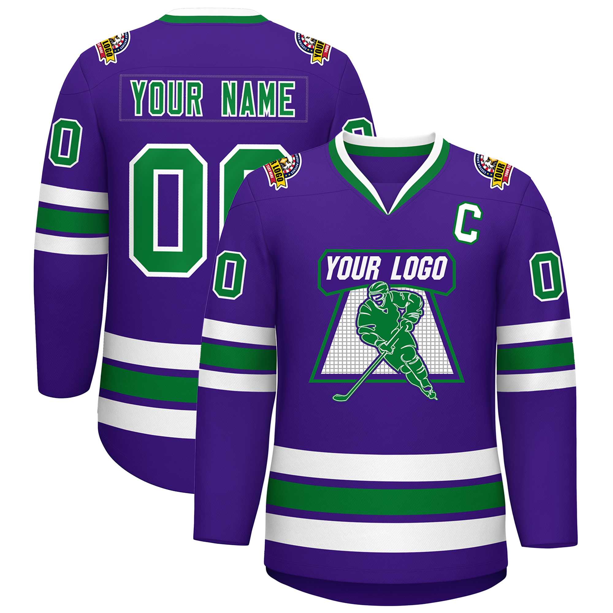 Custom Purple Kelly Green-White Classic Style Hockey Jersey | KXKSHOP