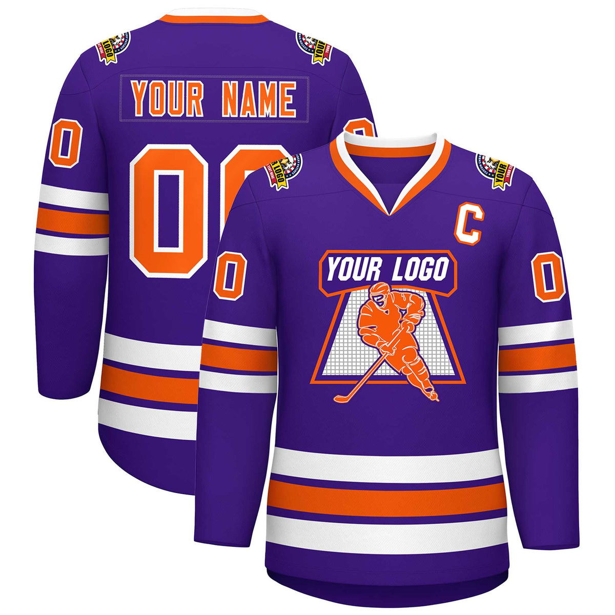 Custom Purple Orange-White Classic Style Hockey Jersey | KXKSHOP
