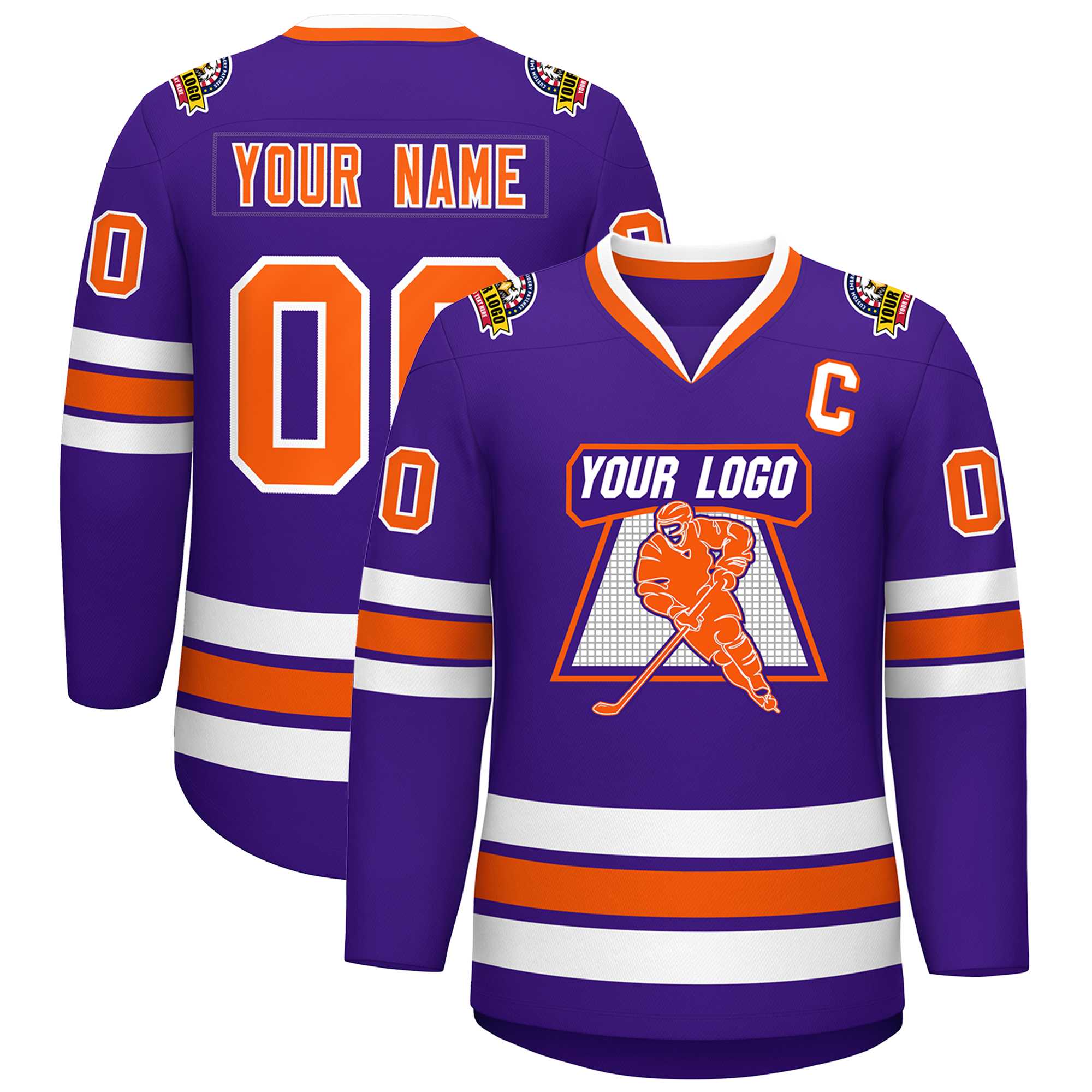 Custom Purple Orange-White Classic Style Hockey Jersey | KXKSHOP