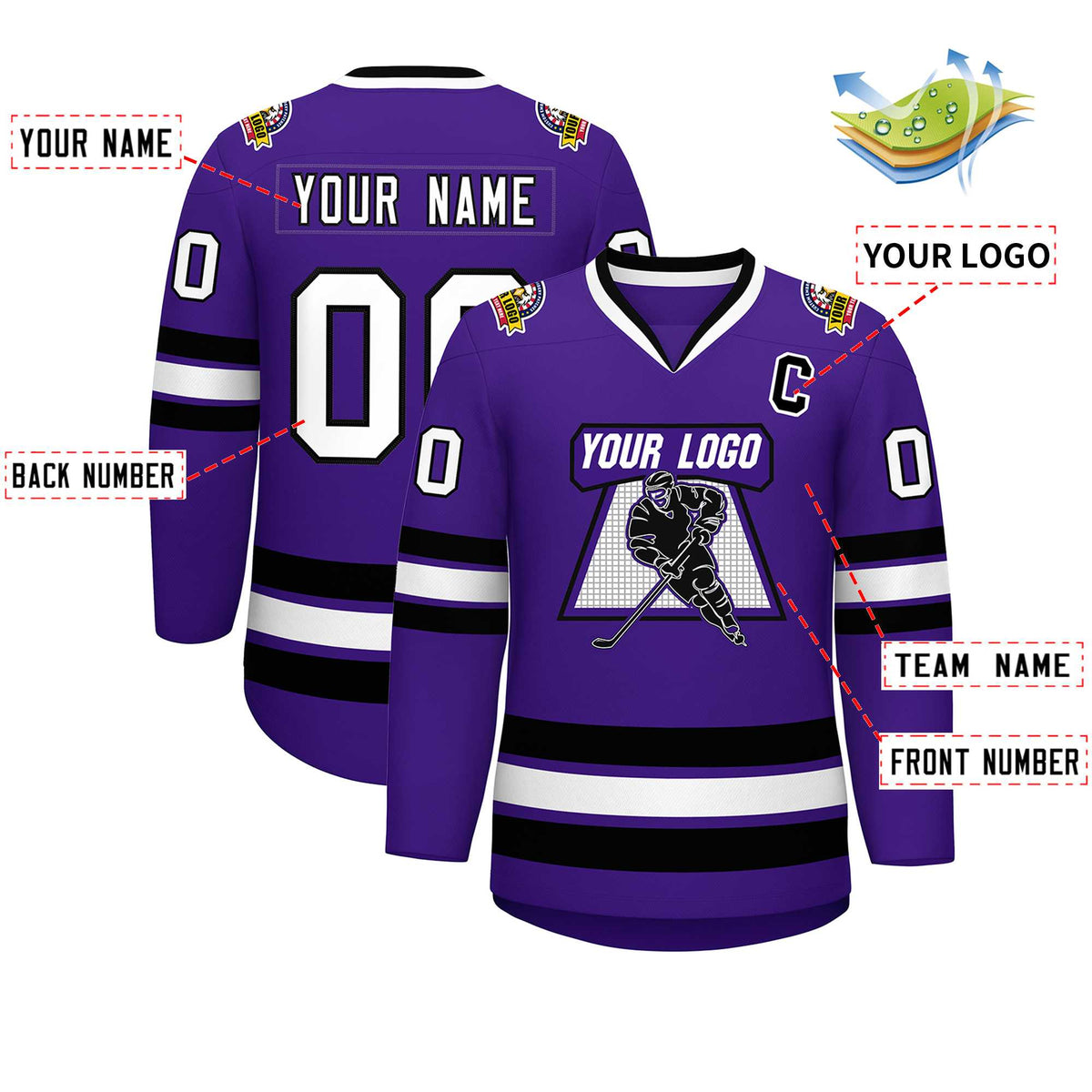 Custom Purple White-Black Classic Style Hockey Jersey | KXKSHOP