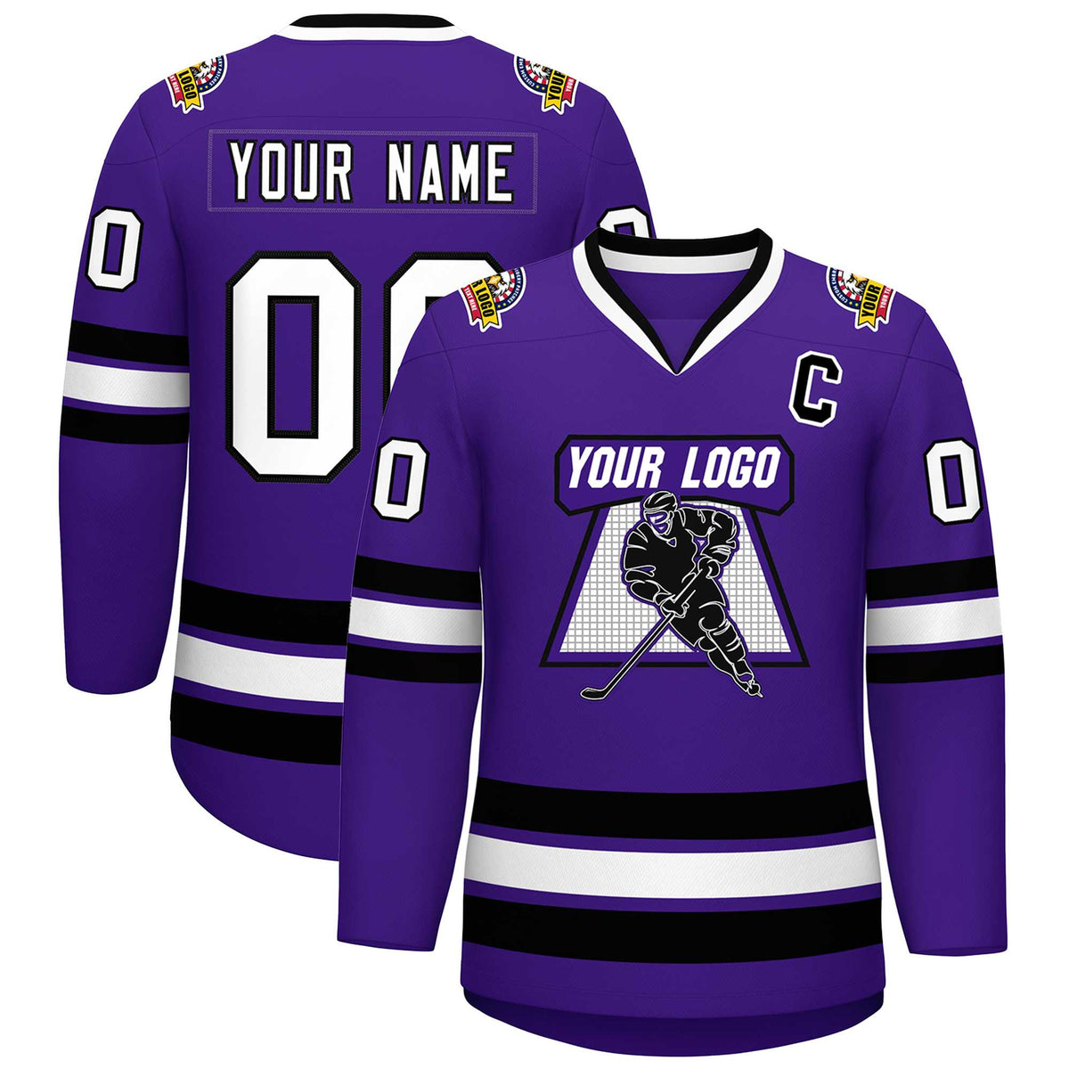 Custom Purple White-Black Classic Style Hockey Jersey | KXKSHOP
