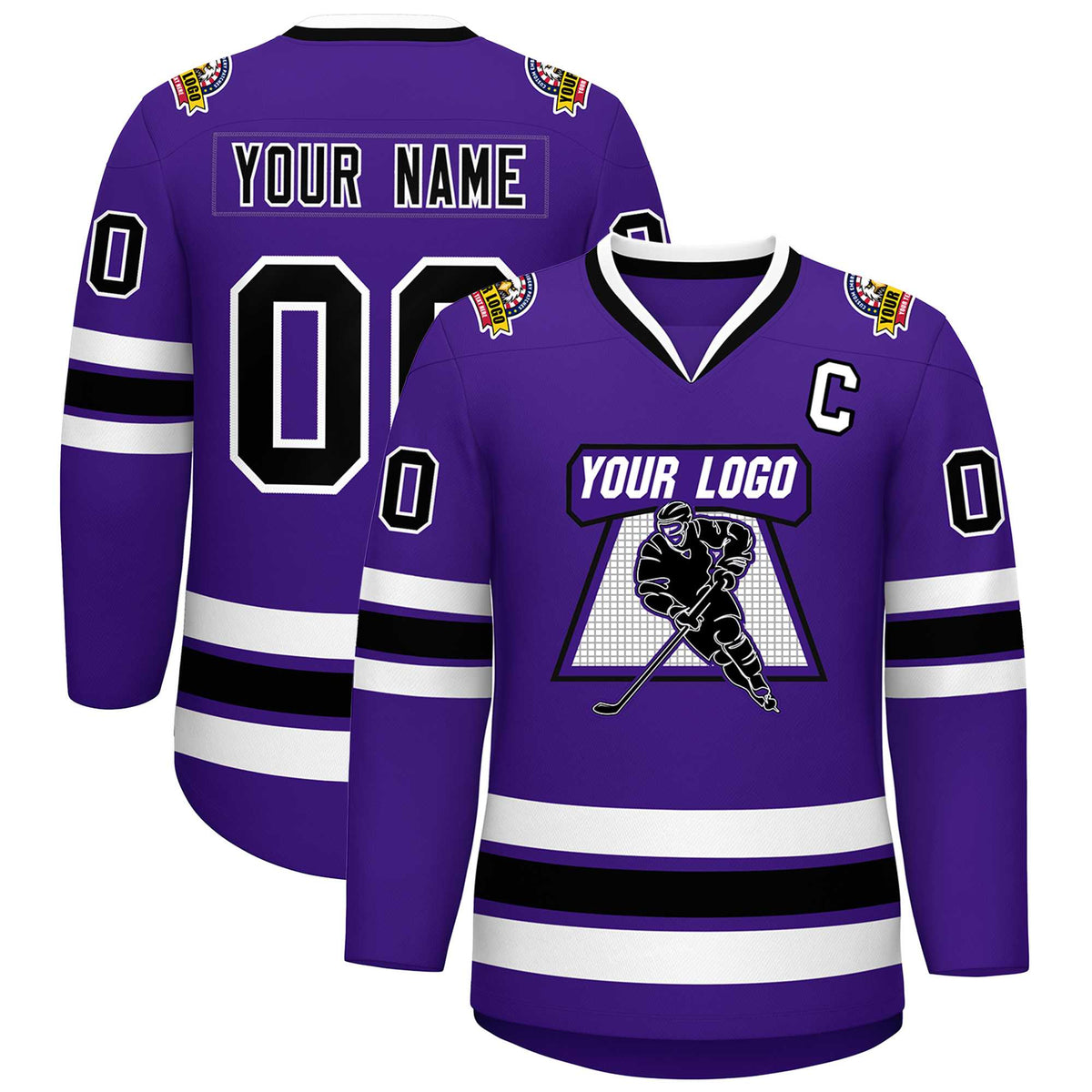 Custom Purple Black-White Classic Style Hockey Jersey | KXKSHOP