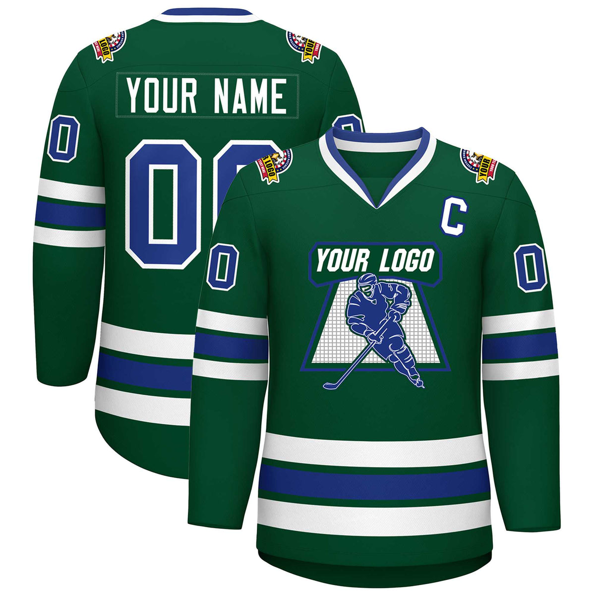 Custom Green Royal-White Classic Style Hockey Jersey | KXKSHOP