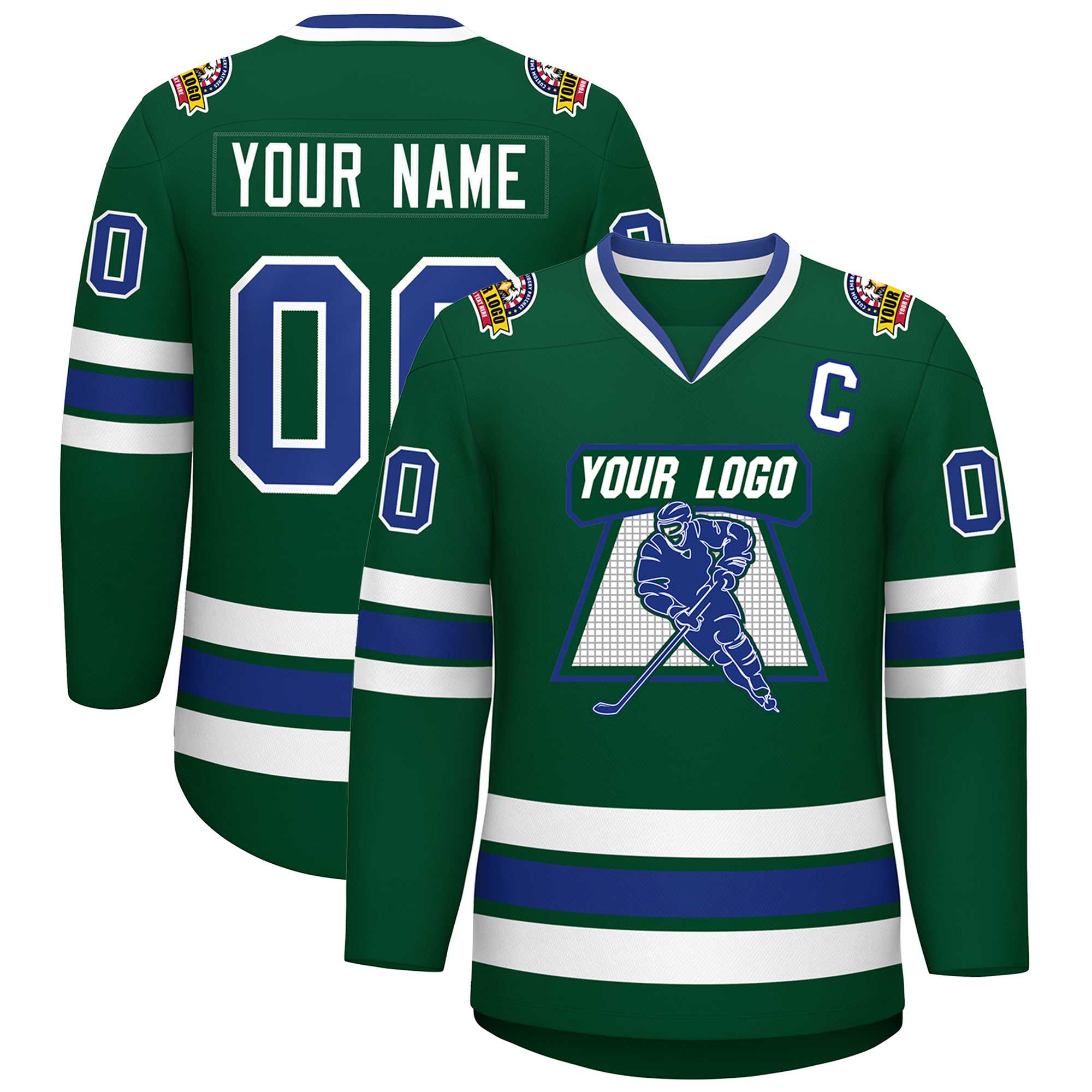 Custom Green Royal-White Classic Style Hockey Jersey | KXKSHOP