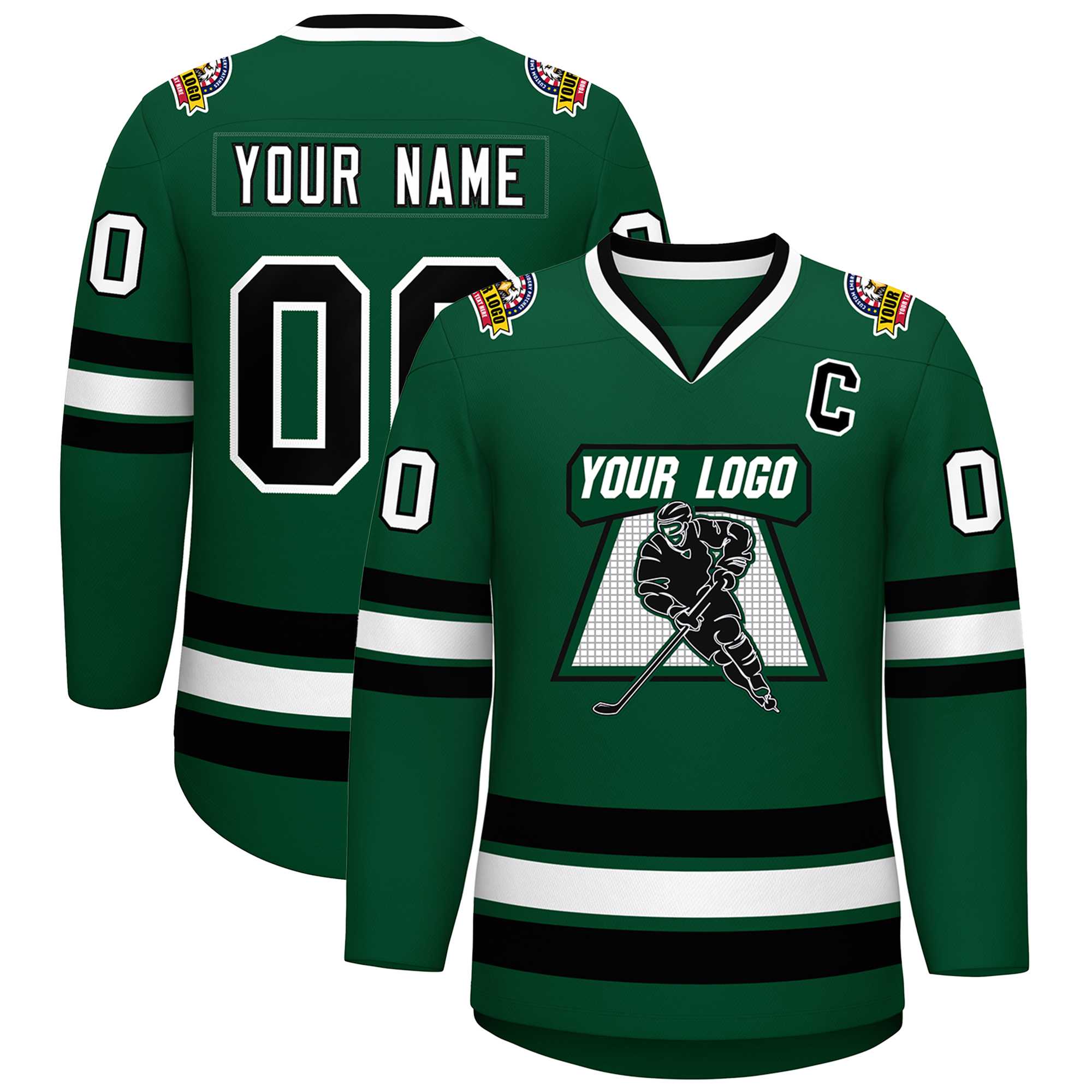 Custom Green Black-White Classic Style Hockey Jersey | KXKSHOP